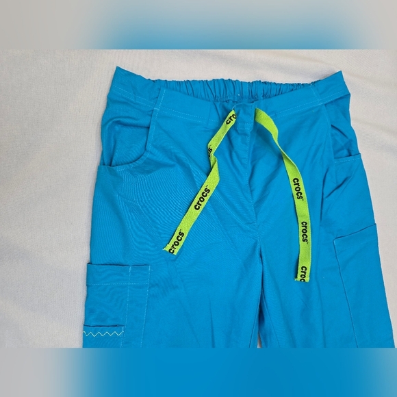 Womens Crocs Medical Apparel Cargo Scrubs Pants Sz Small Petite Turquoise Blue - Picture 4 of 9
